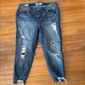 Torrid Girlfriend Distressed Blue Jeans